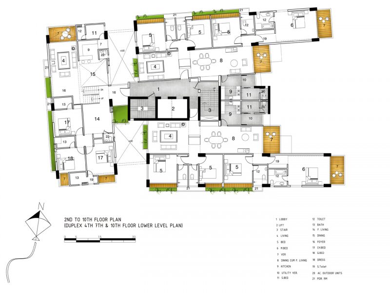 2nd-10th floor (Duplex 4th, 7th & 10th floor Lower Level Plan)